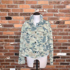 Free People Camouflage Jean Jacket